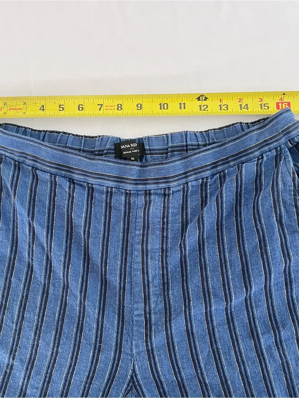 Banana Republic Blue Striped Women Linen and Cotton Rowan Wide Leg Pants